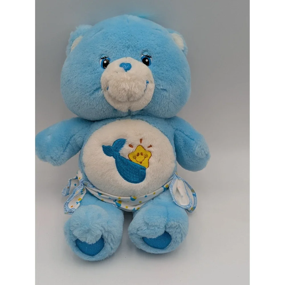 Care Bears Bedtime Bear Plush Blue Whale Star Belly Badge 2002 10 Inch